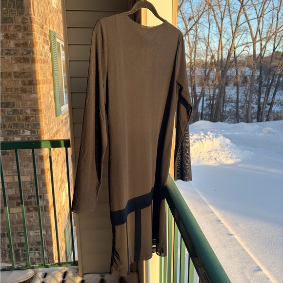 🆕 BOSS by Hugo Boss Black Sheer Mesh Ruched Long Midi Dress Size XL Casual - Picture 4 of 16